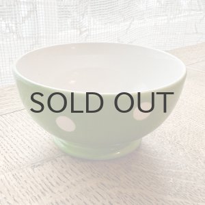 画像: フランス・Longchampロンシャン　カフェオレボウル/グリーン水玉