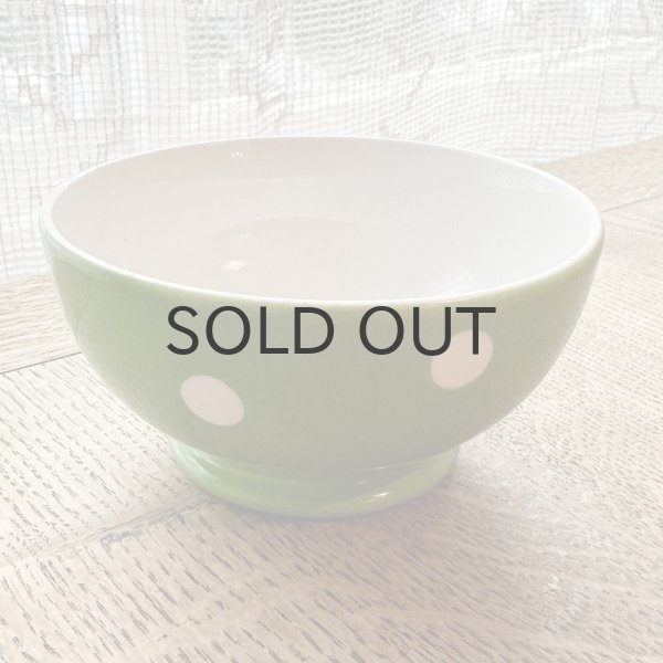 画像1: フランス・Longchampロンシャン　カフェオレボウル/グリーン水玉