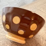 画像: フランス・サルグミンヌ　チョコレートブラウンの水玉カフェオレボウル