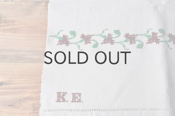 画像1: ハンガリアン・ハンガリー刺繍ホームスパンリネンクロス/KE