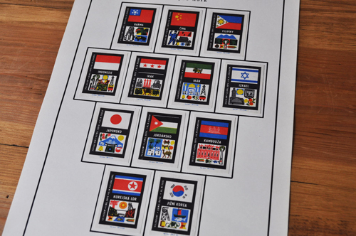 画像: チェコ・マッチラベル 台紙付きコンプリート/24（アジアの国旗）(1)