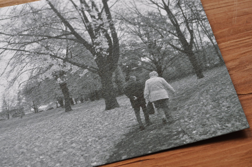画像: オリジナルポストカード/ドレスデン・・・落ち葉の小路を歩く老夫婦