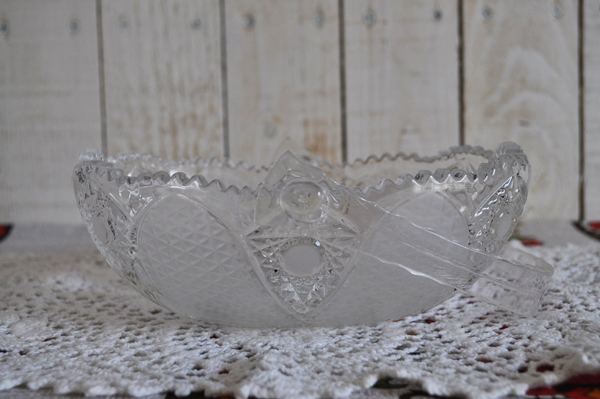 画像: ドイツ・プレスガラス 持ち手付ボウル